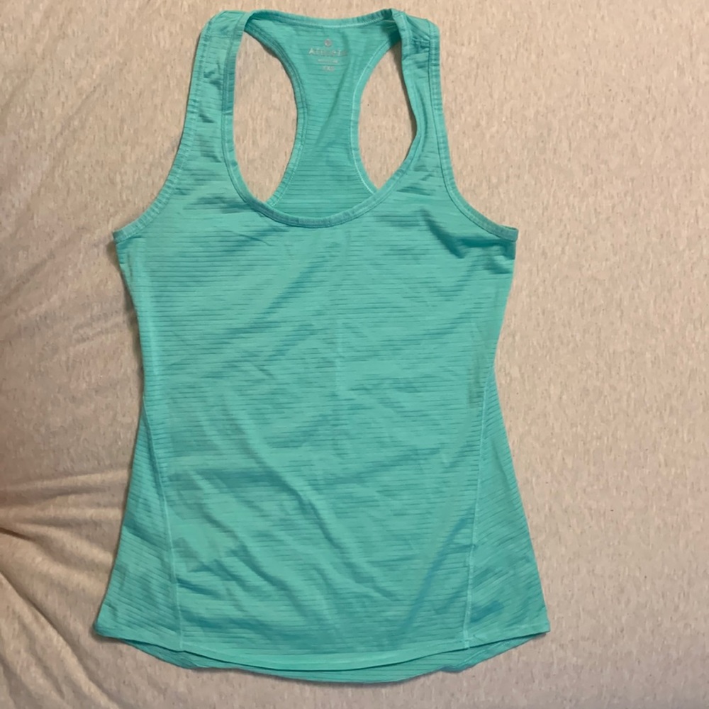 Athleta thin striped teal running tank, size XXS